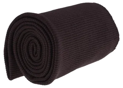 Aufgerolltes geripptes Strickbündchen in Schokobraun, 16x80 cm – elastischer Bündchenstoff.