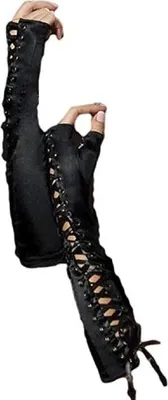 Produktbild von Krautwear® Schwarze Finger Schnür Handschuhe Ellenboge lang Ca. 35cm