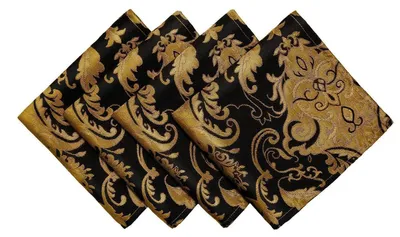 Immagine prodotto di Set di 4 tovaglioli in tessuto, 45x45 cm, lavabili, colore nero
