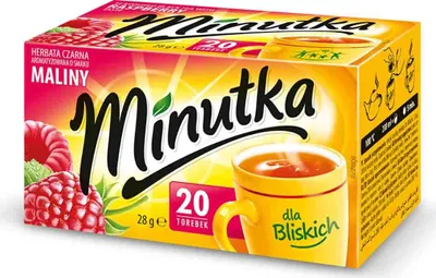 Obrázok produktu pre Čierny čaj Minutka s malinovou príchuťou 20 vrecúšok