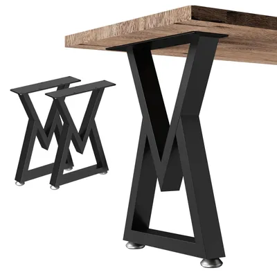 Produktbild von Tischbeine V-Form - 2 Stück - Schwarz - Möbelbeine - Bis 300 kg - B 30 x H 41,5 cm - Robustes Metall