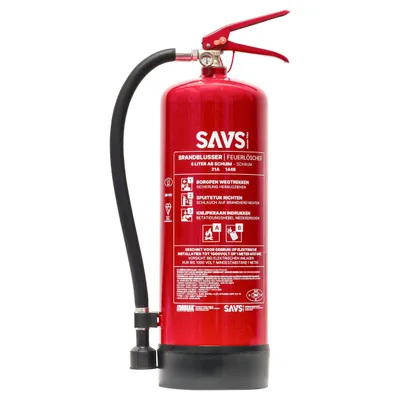 Produktbild von SAVS Feuerlöscher Schaum 6 Liter - 21A 144B - Mit Halterung - Europäische Produktion - Schaumlöscher
