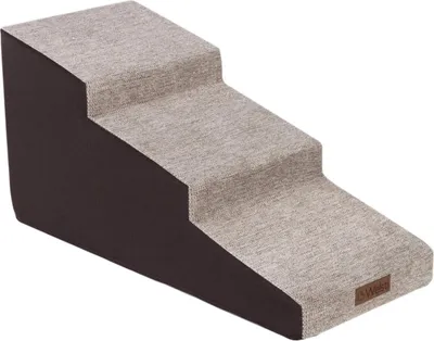 Obrázek produktu pro Schody Welsti pro psy a kočky, výška 40 cm, 3 šikmé stupně, béžová a hnědá barva, pro zvířata do 15 kg