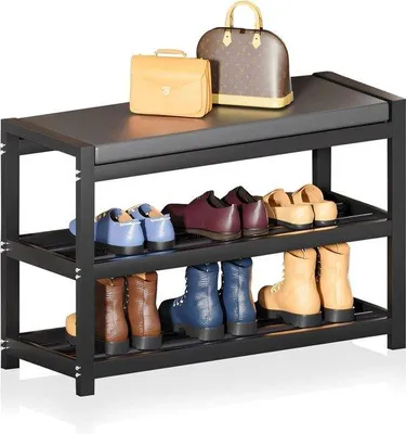 Immagine prodotto di Panca a 3 livelli - Portascarpe 65 x 25 x 41,5 cm - Acciaio al carbonio - Portata fino a 150 kg - Ingresso Bagno Soggiorno