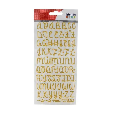 Produktbild von Aufkleber Alphabet mit goldenem Glitzer