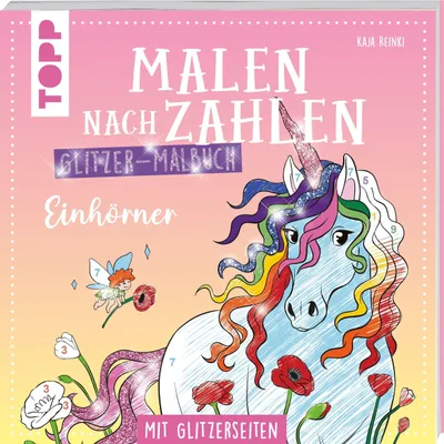 Produktbild von Malen nach Zahlen Glitzer-Malbuch Einhörner
