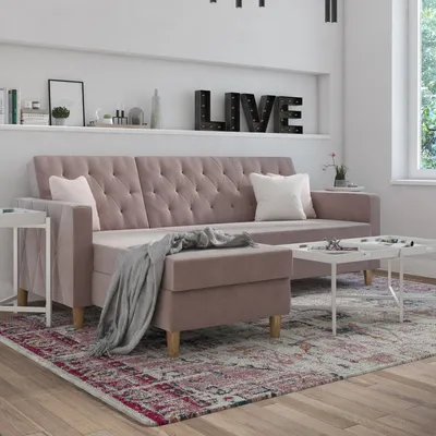 Produktbild von Liberty | Schlafsofa 3 Sitze mit Chaise Lounge in Chenille Rosa