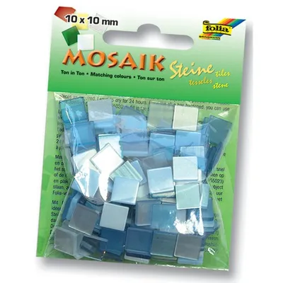 Immagine prodotto di Pietre del mosaico Folia, 10x10mm, 190 pezzi, resina sintetica, miscela tono su tono, blu