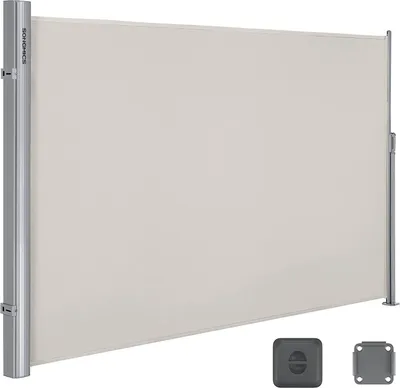 Produktbild von SONGMICS Alu Seitenmarkise 200 x 300 cm 280 g/m² ausziehbar Sichtschutz, Sonnenschutz für Balkon & Terrasse anthrazit GSA200E
