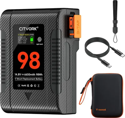 Zdjęcie produktu dla Akumulator V Mount, pojemność 15500 mAh, szybkie ładowanie PD 65 W, BP-98 6650 mAH