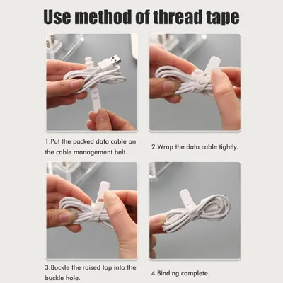 Image de 10pcs Cable Management Ties Multipurpose Reusable Cable Storage Ties for Data Charging Cable Organizing