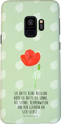 Produktbild von Mr. & Mrs. Panda Samsung Galaxy S9 Handyhülle Blume Mohnblume - Blattgrün - Geschenk, Respekt, Hülle, Garten, Glaube, Cover, Handy Schutzhülle, Religion, Mohn, Case