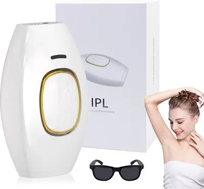 Zdjęcie produktu dla Aparat laserowy IPL do trwałego usuwania owłosienia, 990 000 impulsów świetlnych, do twarzy, pach, nóg i okolic bikini.