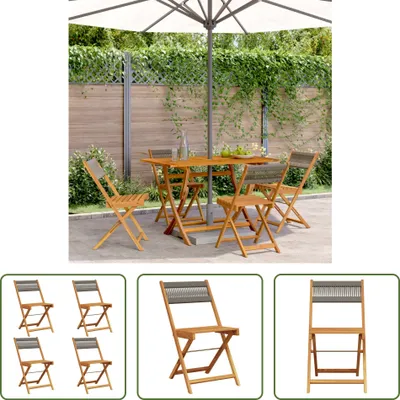 Produktbild von The Living Store Gartenstühle 4 Stk. Klappbar Grau Massivholz Akazie