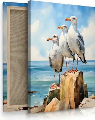 Produktbild von Muralo Leinwandbild CANVAS MÖWEN Meer Strand Br. 30 cm x Hö. 40 cm Wandbild mit Abstrakt-Motiv