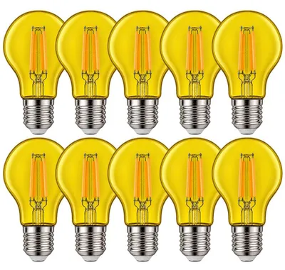 Produktbild von 10 x LED Filament A60 Birne 3W E27 120lm Gelb farbig bunt Party aus Kunststoff