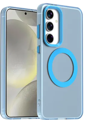 Produktbild von Handyhülle für Samsung Galaxy S25, Hülle Kompatibel mit MagSafe, Schlank Durchscheinend Matt Stoßfest Schutzhülle Blau