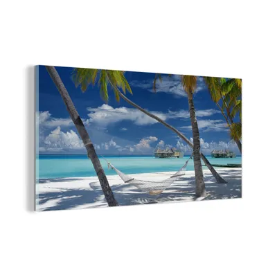 Obrázok produktu pre MuchoWow® Sklenené obrazy - Obrazy na stenu - Foto na skle Pláž - leto - hojdacia sieť 80x40cm Nástenná dekorácia zo skla - akrylový sklenený obraz - akrylové