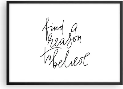 Produktbild von Gerahmtes Poster - Schwarzer Rahmen - Manuskript Motto glauben - 70x50 cm - Wand Bild - Wanddeko - Wandbilder - Wandposter - Bilderrahmen - Bilder - Kunstdruck - Wandbild - P2BAA70x50-4355