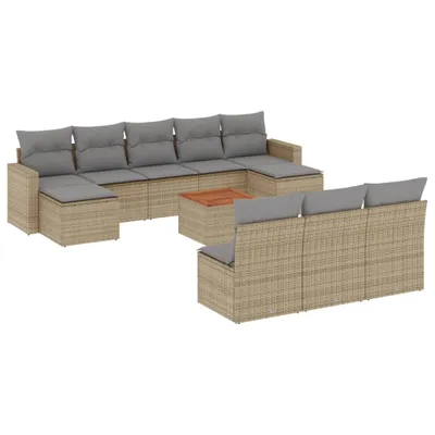 Immagine prodotto di vidaXL Set di divani da giardino 11 pezzi con cuscini Beige poly rattan