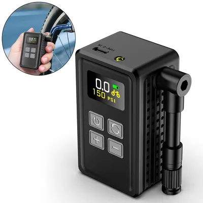 Produktbild von Elektrische Luftpumpe mit Manometer, automatische Abschaltung, bürstenloser Motor, für Fahrrad, Rennrad und Bälle