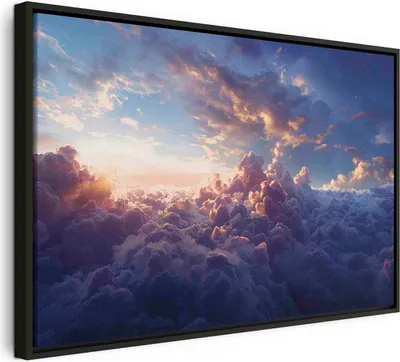 Produktbild von Italienischer Leinwand Leinwandbild - The Sun in Hiding: The Golden Face of the Sky Over a Cloudy Sea 60x40 cm Muster b-H-10039-b-a