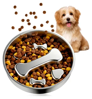 Produktbild von Antischlingnapf für Hunde, 22 cm, aus 304 Edelstahl, Slow Feeder für Hunde und Katzen