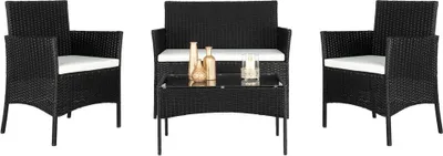 Produktbild von FCH Gartenmöbel Set,Polyrattan Lounge Gartengarnitur,Sofa & 2 Stühle - Schwarz
