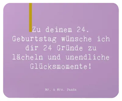Produktbild von Mr. & Mrs. Panda Mouse Pad Spruch 24. Geburtstag Glück - Lavendeltraum - Geschenk, Mousepad, Geburtstagsgeschenk, besondere Anlässe, feiern, Happy Birthday, Wünsche