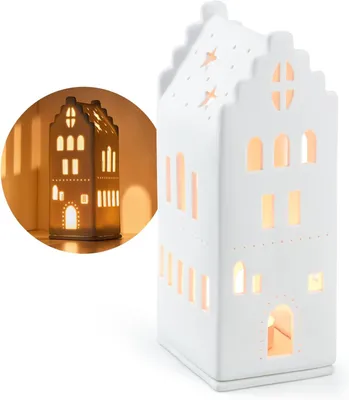 Obrázok produktu pre Keramický svietnik, domček zo smaltovaného porcelánu