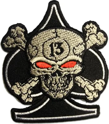 Obrázek produktu pro 13 Skull Biker - nášivka, nažehlovací nášivka, aplikace, nášivka, nažehlovací, Velikost: 8,3 x 7,6 cm