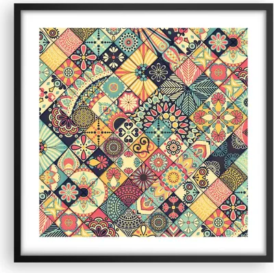 Produktbild von Gerahmtes Poster - Schwarzer Rahmen - Blumen Mosaik - 50x50 cm - Wand Bild - Wanddeko - Wandbilder - Kunstposter - Wandposter - Bilderrahmen - Bilder - Kunstdruck - Wandbild - P2BAC50x50-3815