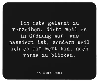 Produktbild von Mr. & Mrs. Panda Mousepad Spruch Vergebung und Neubeginn - Schwarz - Geschenk, Mauspad, mousematte, Selbstachtung, Zitat, Stimmung, innerer Frieden, Versöhnung, pc