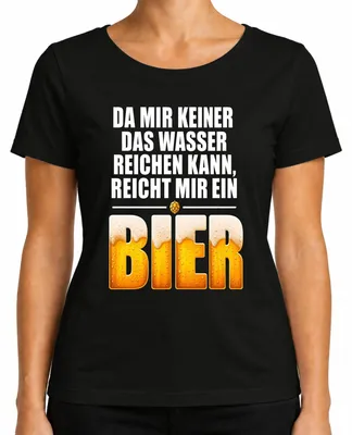 Productafbeelding van "Omdat niemand me een drankje wil aanbieden, neem ik zelf wel een biertje. Dames T-shirt, zwart, maat XXL."