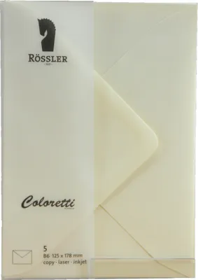 Produktbild von RÖSSLER Briefumschläge Coloretti creme DIN B6 5 Stück