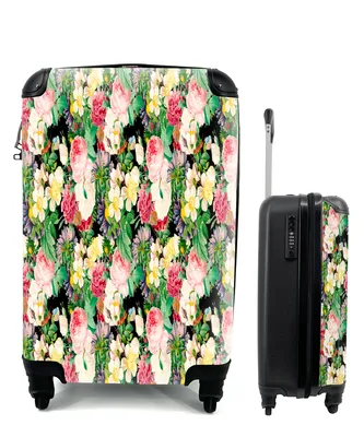 Produktbild von MuchoWow® Koffer Handgepäck Trolley Rollkoffer Kleine Reisekoffer mit 4 Rollen - Blumen - Collage - Farben - Cabin Size < 55x40x23 cm & 55x40x20 cm - Fotokoffer - Kabinenkoffer - Boardgepäck - Reise-Box - Reisekoffer - Reisegepäck - Koffer mit Bild - Trolley für Kinder