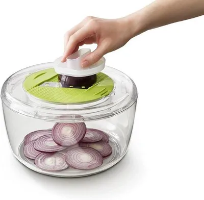 Produktbild von Famanu Multi-Prep Set 4-teilig - Multifunktionale Salatzubereitungsset mit Salatschleuder - Spiralschneider - Schneidemaschine und Reibe - Kompakte