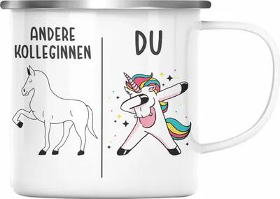 Produktbild von Trendation - Beste Kollegin Emaille Tasse Geschenk Spruch Lustig Lieblingskollegin Geburtstag (Silber)