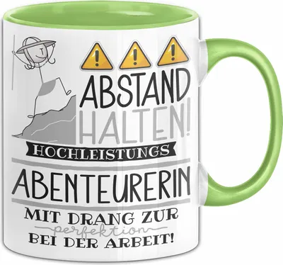 Produktbild von Abenteurerin Tasse Geschenk Lustig Abstand Halten Hochleistungs-Abenteurerin Mit Drang Zur Perfektion Bei Der Arbeit (Grün)