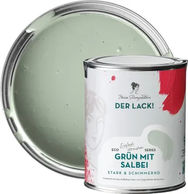 Produktbild von MissPompadour seidenmatte Möbelfarbe Innen & Außen 1L Grün mit Salbei, hochdeckende Farbe für Holz, Metall, Kunststoff - Holzfarbe, Holzlack