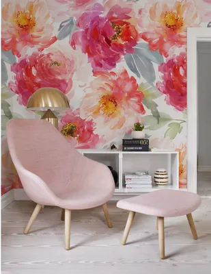 Produktbild von Coloray Fototapete 360x250 cm Latextapete Magicstick - Boho Blumen Pfingstrosenblumen.