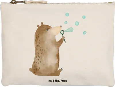 Produktbild von Mr. & Mrs. Panda Federtasche Bär Seifenblasen Größe M - Weiß - Geschenk, Kulturtasche, Täschchen, Lustig Sein Glücklich Traurig Happy, Mäppchen, Stoffbeutel, Teddy, Etui