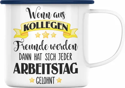 Produktbild von Trendation - Jobwechsel Emaille Tasse Geschenk Kollege Kollegin Geschenkidee Emaille Emaille Tasse Abschiedsgeschenk Neuer Job Abschied Lieblingskollege Lieblingskollegin (Blau)
