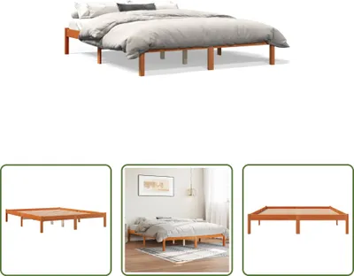Produktbild von The Living Store Massivholzbett Wachsbraun 160x200 cm Kiefer