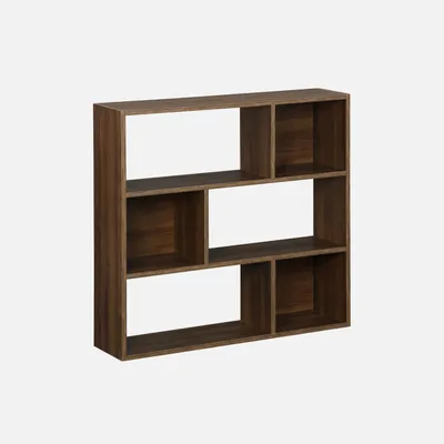 Produktbild von sweeek - Bücherregal 3 Regale 6 Fächer - Nussbaumfarben