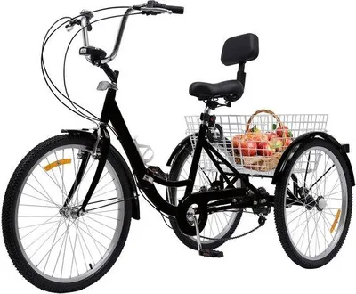 Imagen del producto de Triciclo plegable para adultos: Conducción relajada, alta estabilidad, 24 pulgadas, color