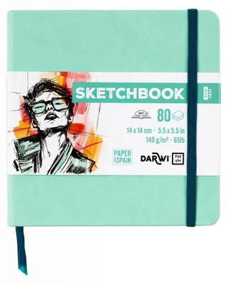 Immagine prodotto di Darwi For You DF80014140003C - Quaderno a cucito, sketchbook, formato 14x14 cm, 140g, 80 fogli