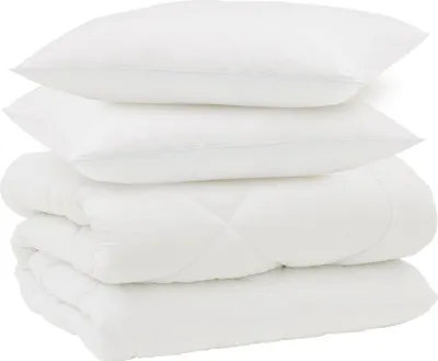 Produktbild von vidaXL Winterbettdecke mit Kissen 3 pcs Weiß Mikrofaser