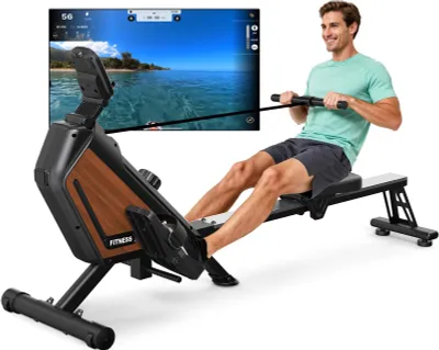 Image de Vélo d'aviron magnétique - 16 niveaux de résistance - Jusqu'à 160 kg - Écran LCD - Bluetooth