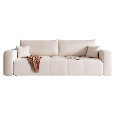 Produktbild von Idohome Sofa 3-Sitzer Schlafsofa Freistehend & Modern mit Schlaffunktion & Stauraum, Velours Couch Wohnlandschaft in Farbe Beige Manila 02- PEDRO